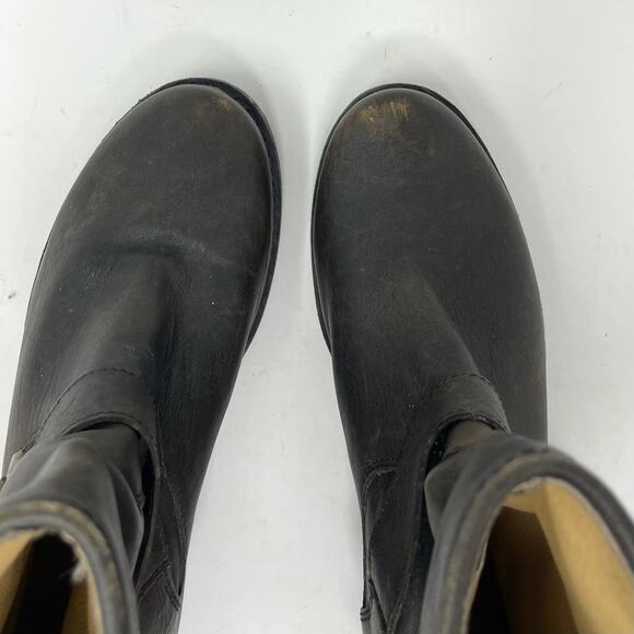 Frye Veronica Short Back Zip Buckle Distressed Engineer Moto Boots Gray Womens 7 - Picture 6 of 14